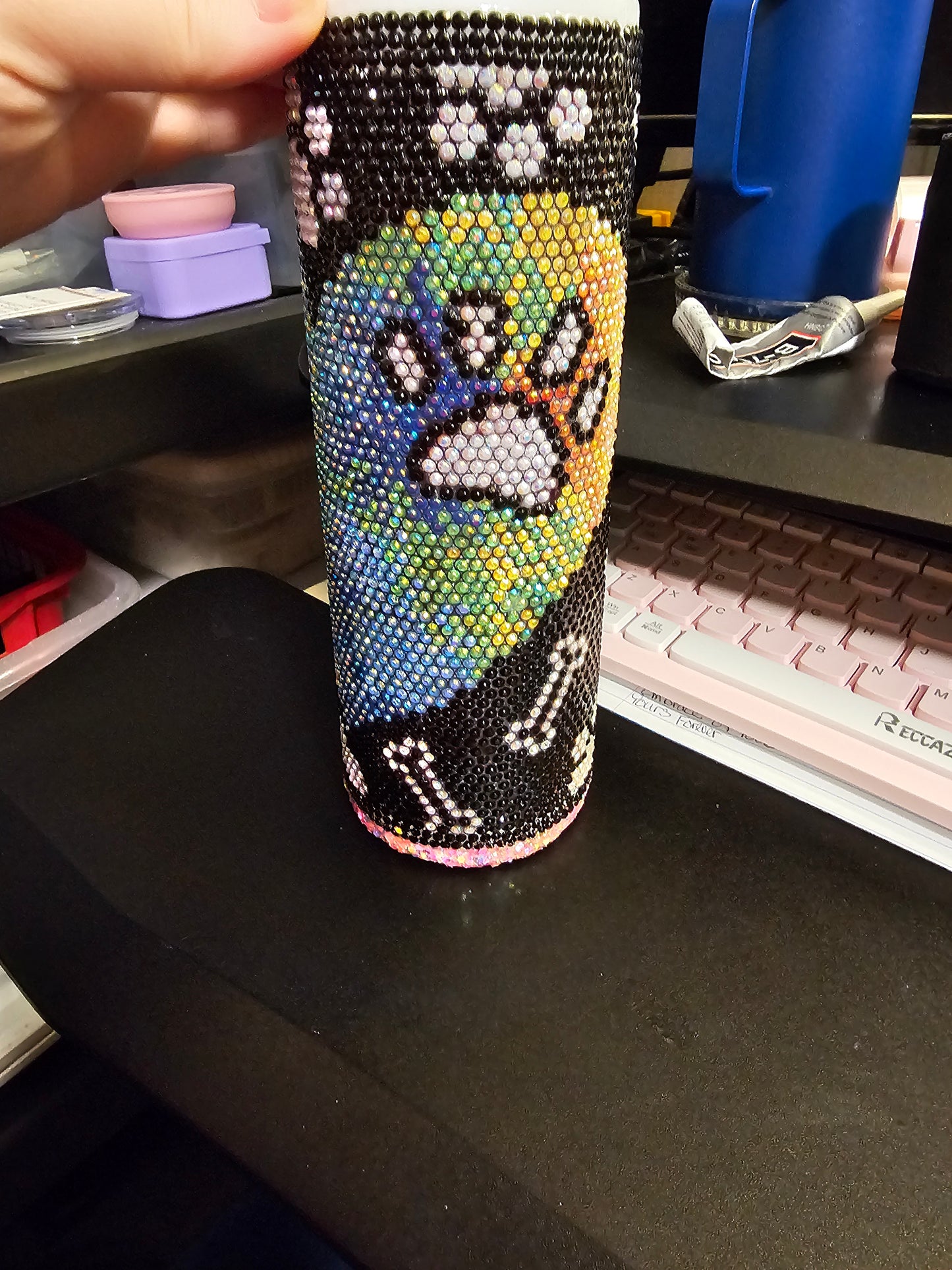 Tie Dye Paw Print Tumbler